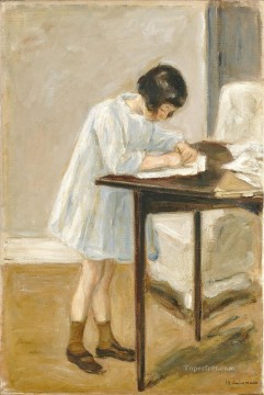 Max Liebermann Painting - the artist s granddaughter at the table 1923 Max Liebermann German Impressionism